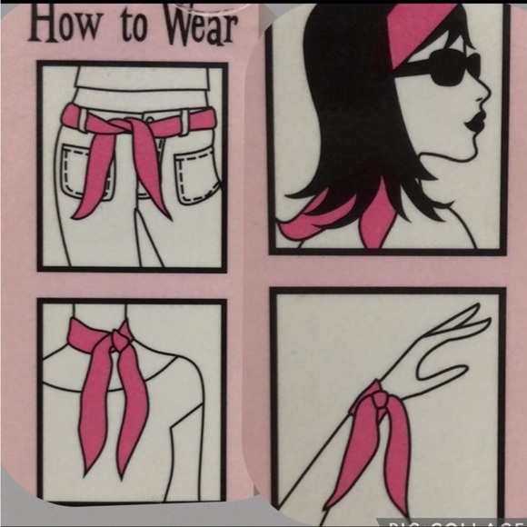 VTG Echo Black Red Pointed Edge  Silk Oblong Scarf - Picture 9 of 12